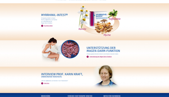 Startseite der Website von Myrrhinil-Intest