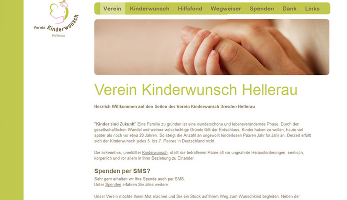 Website für den Verein Kinderwunsch Hellerau