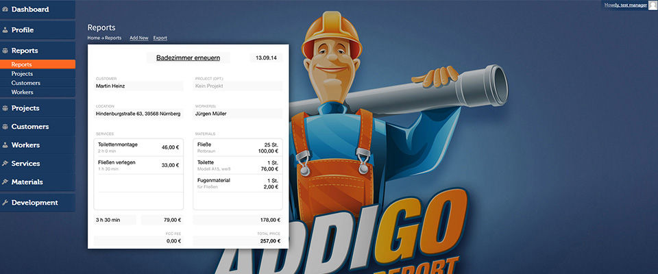 Addigo Service Report App