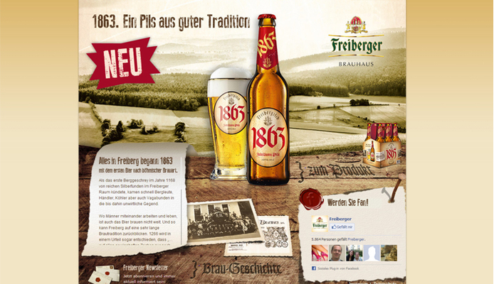 Onlinekommunikation zum Produktlaunch "Freibergisch 1863 Jubiläumsbier"